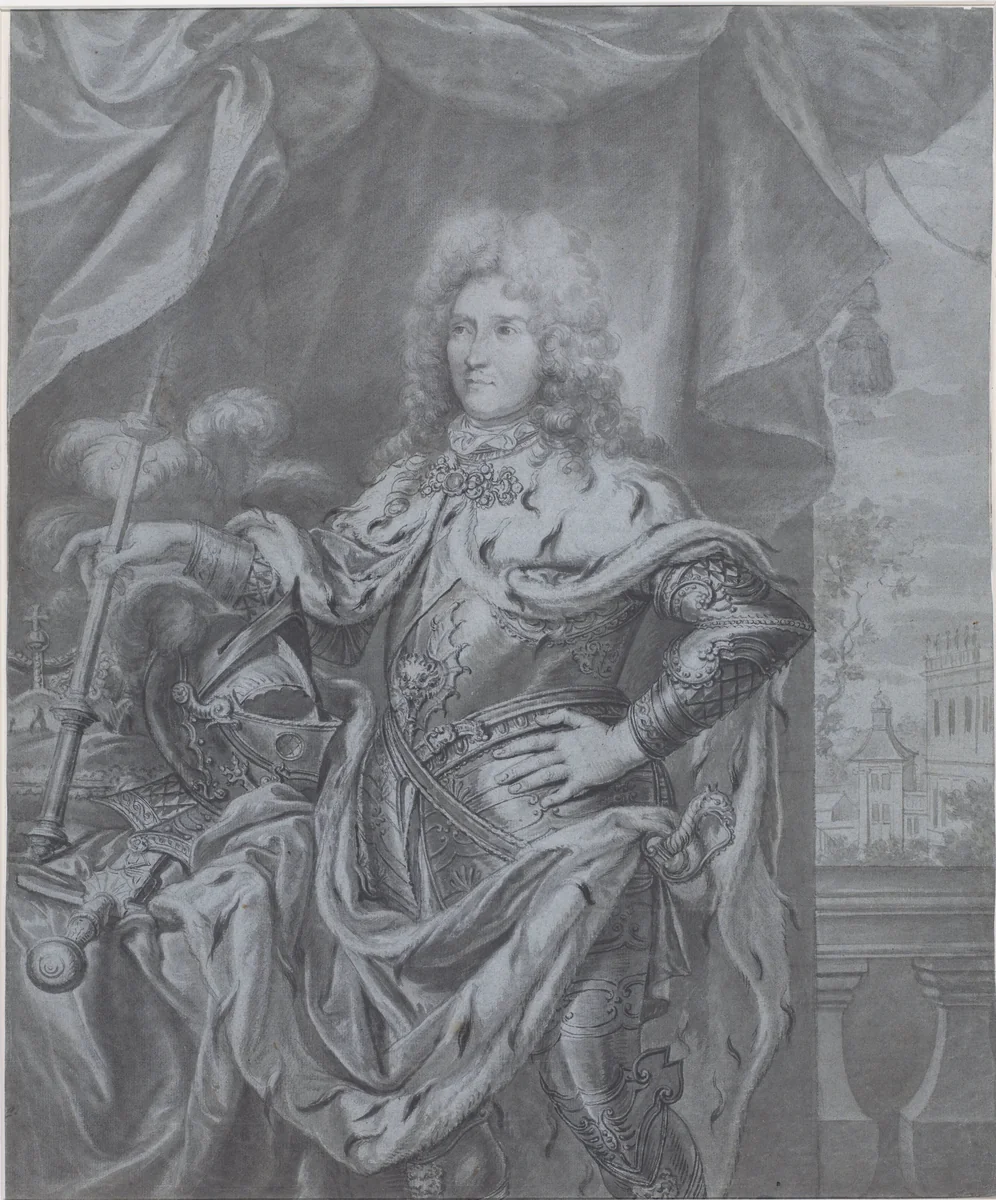 Staatsieportret van Friedrich I van Pruisen by anonymous, drawing, 1701-1713