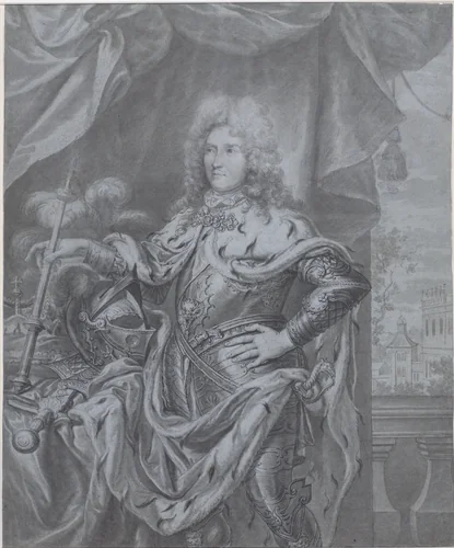 Staatsieportret van Friedrich I van Pruisen by anonymous, drawing, 1701-1713
