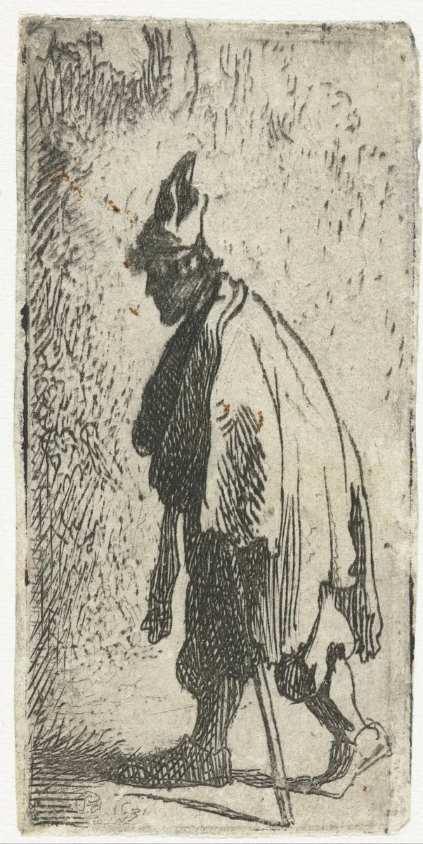 Bedelaar met een stok by anonymous, print, 1631