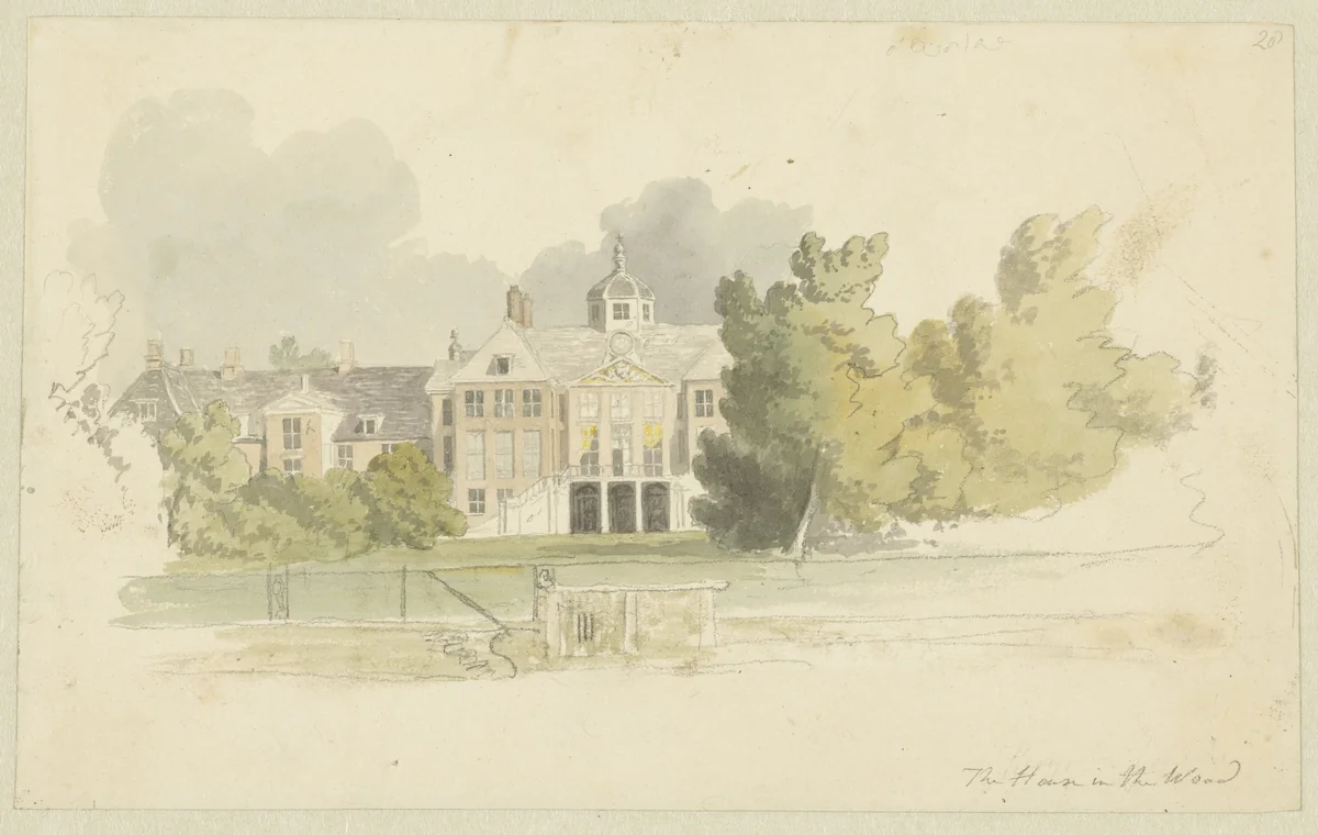 Gezicht op Huis ten Bosch by Robert Hills, drawing, 1811-1816