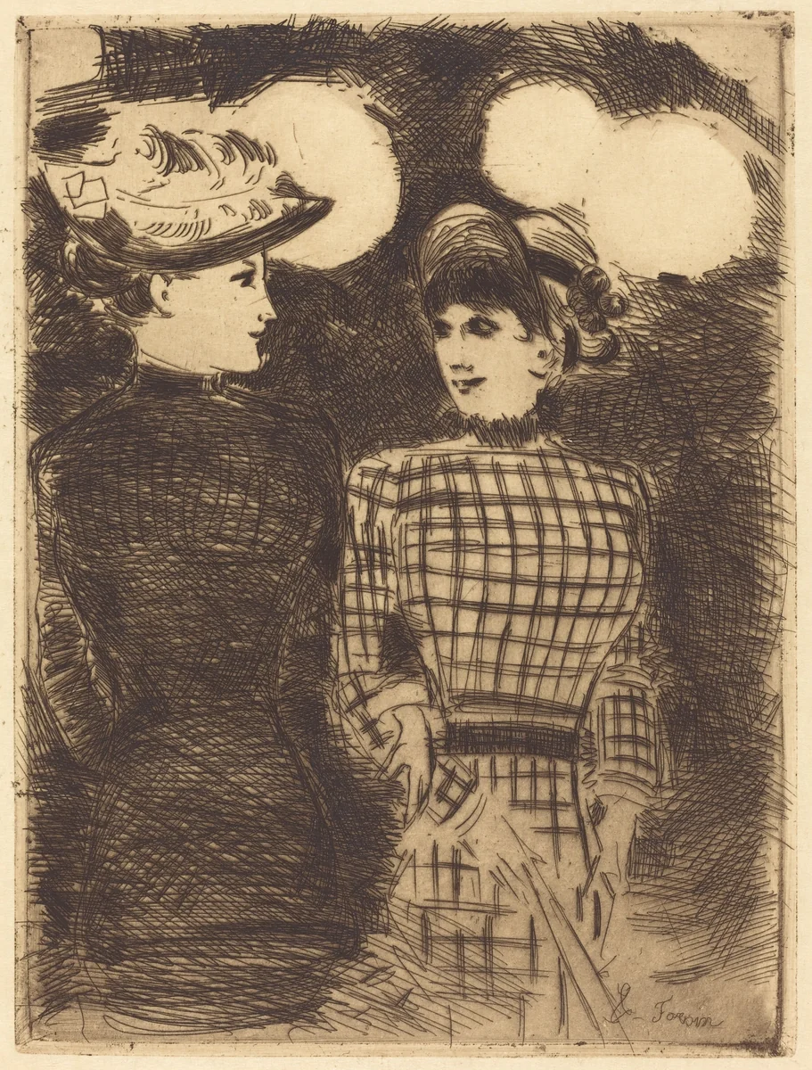 A Bullier (To Bullier's) by Jean-Louis Forain; Gustave Pellet, print, 1876