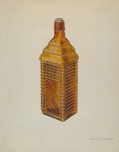 Bitters Bottle by Dorothy Brennan, index of american design, 1939