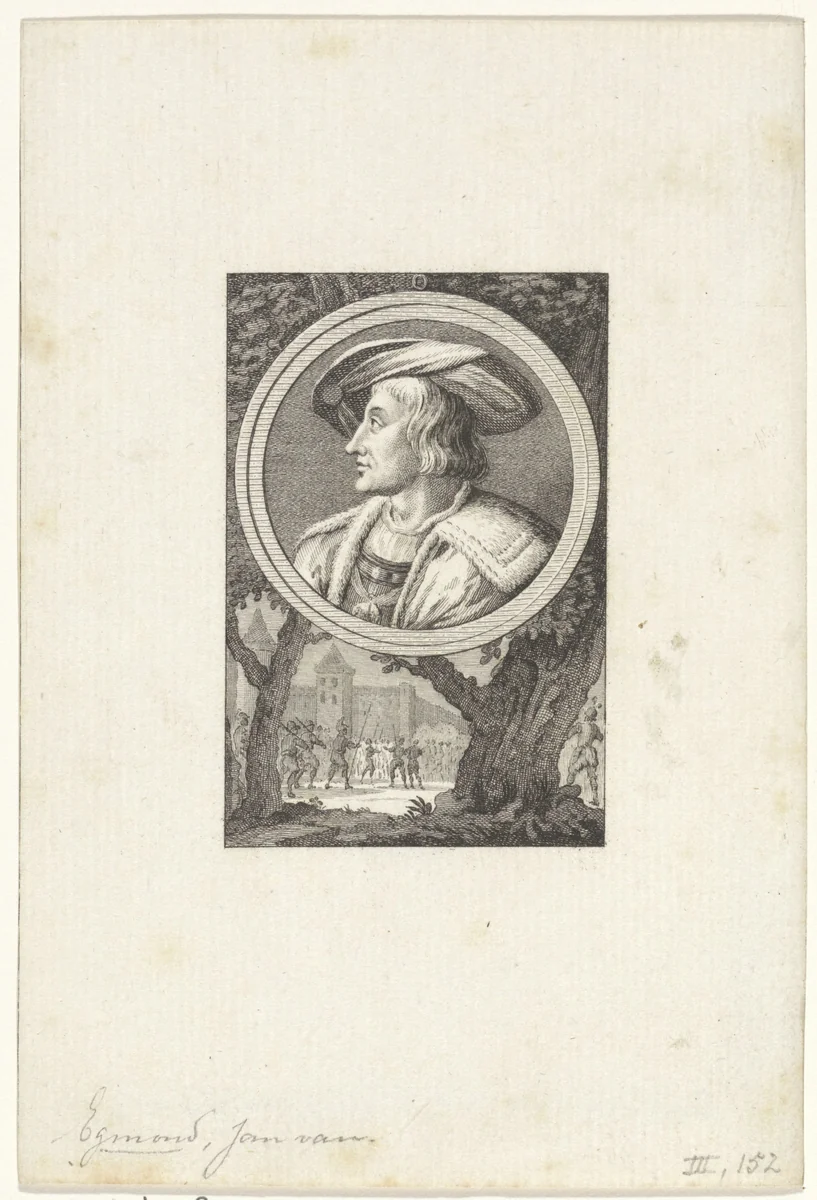 Portret van Jan III van Egmond by Reinier Vinkeles, print, 1751-1816