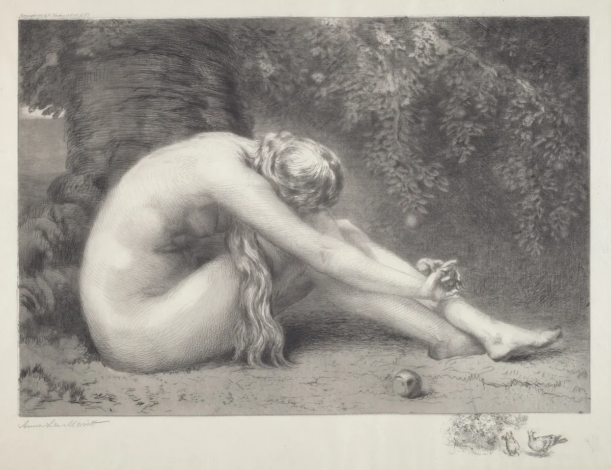 Eve Repentant by Anna Massey Lea Merritt, print, 1887