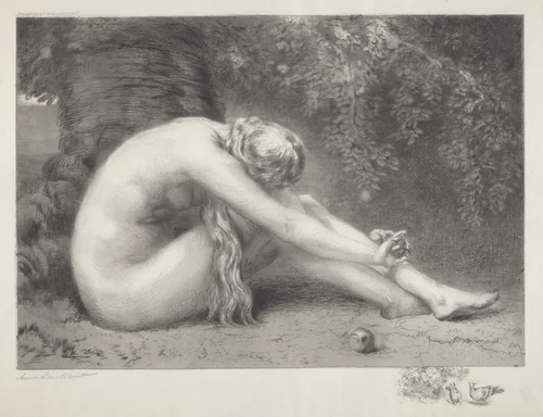 Eve Repentant by Anna Massey Lea Merritt, print, 1887