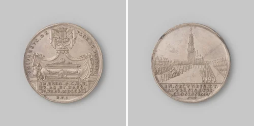 Begrafenis van Prins Willem IV te Delft by Nicolaas van Swinderen, metalwork, 1752