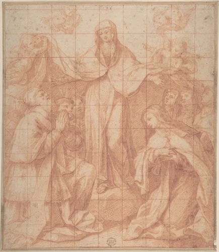 Madonna of Mercy by anonymous, drawing, 1600-1700