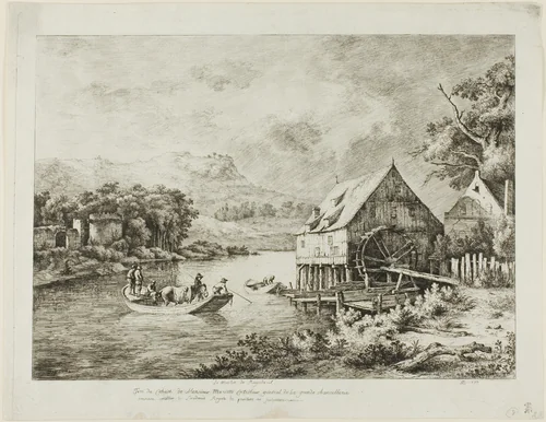 Crossing near the Watermill by Jean Jacques de Boissieu, print, 1807