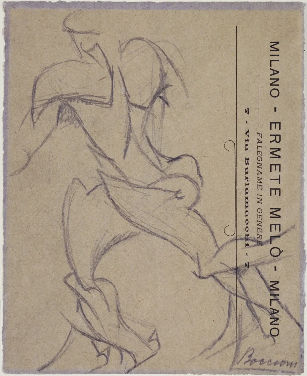 Study for Unique Forms of Continuity in Space by Umberto Boccioni, drawing, 1913