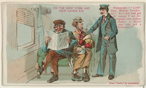 On the New York and New Haven Railroad, from the Snapshots from "Puck" series (N128) issued by Duke Sons & Co. to promote Honest Long Cut Tobacco by W. Duke, Sons & Co., print, 1888
