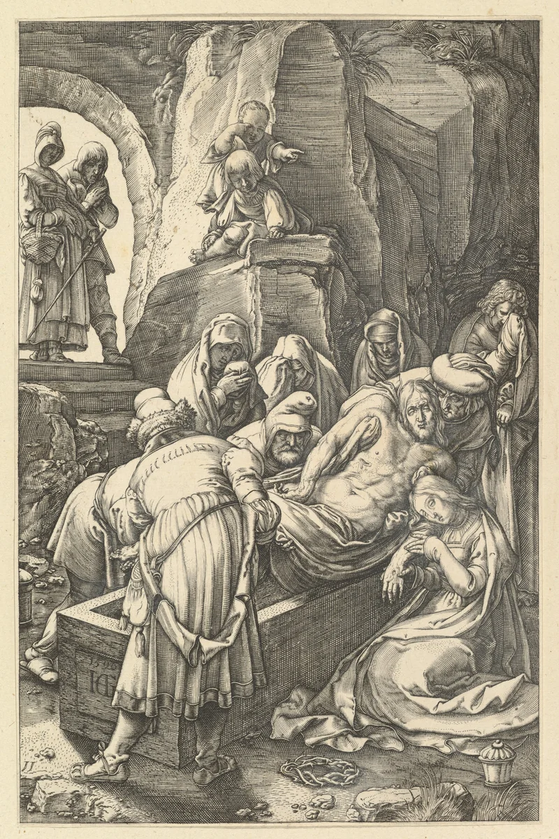 The Entombment, from "The Passion of Christ" by anonymous, print, 1598-1617