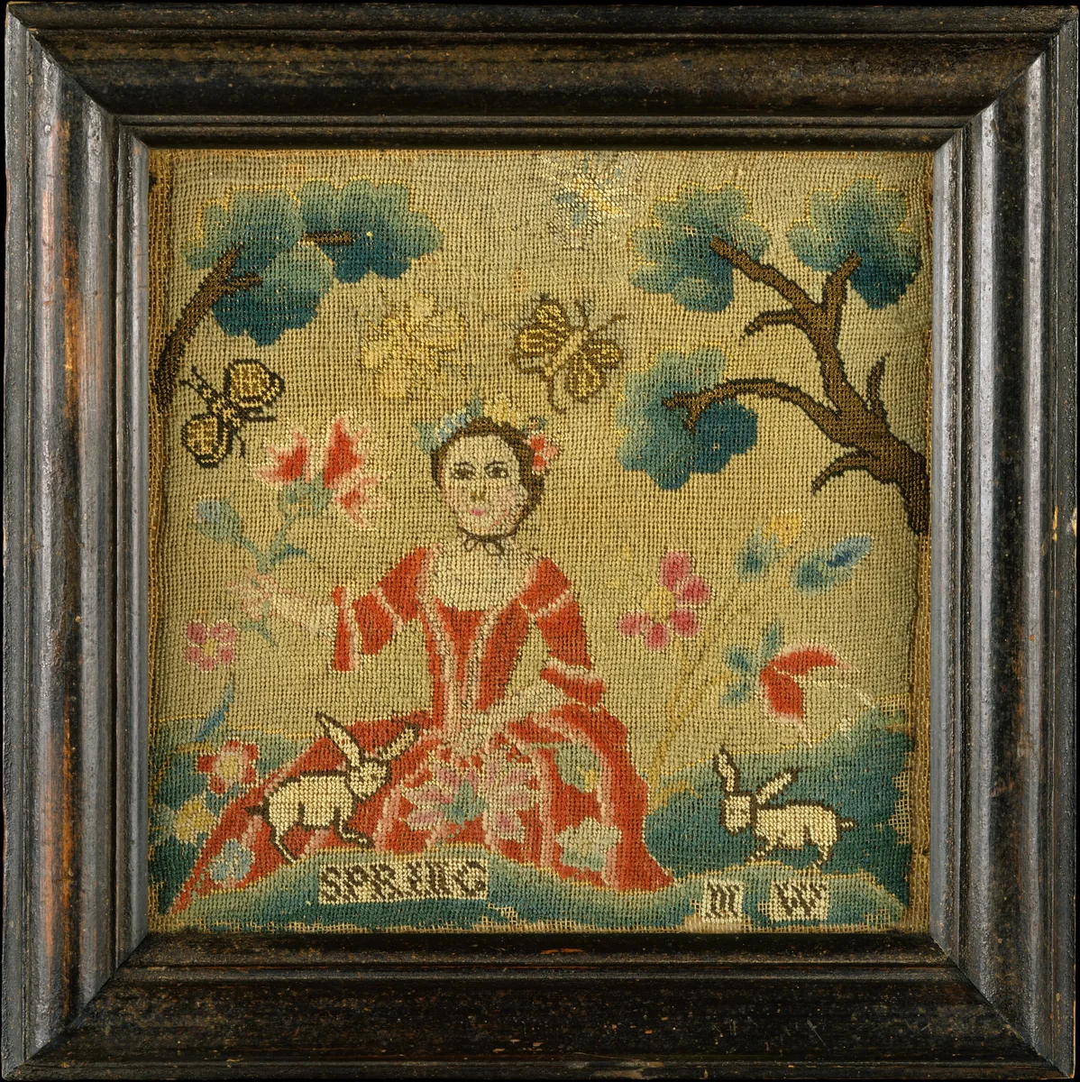 Embroidered Picture by Mary Wright, artwork, 1751-1757