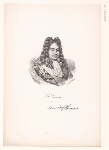 Portret van Louis de Rouvroy de Saint-Simon by anonymous, print, 1818-1842