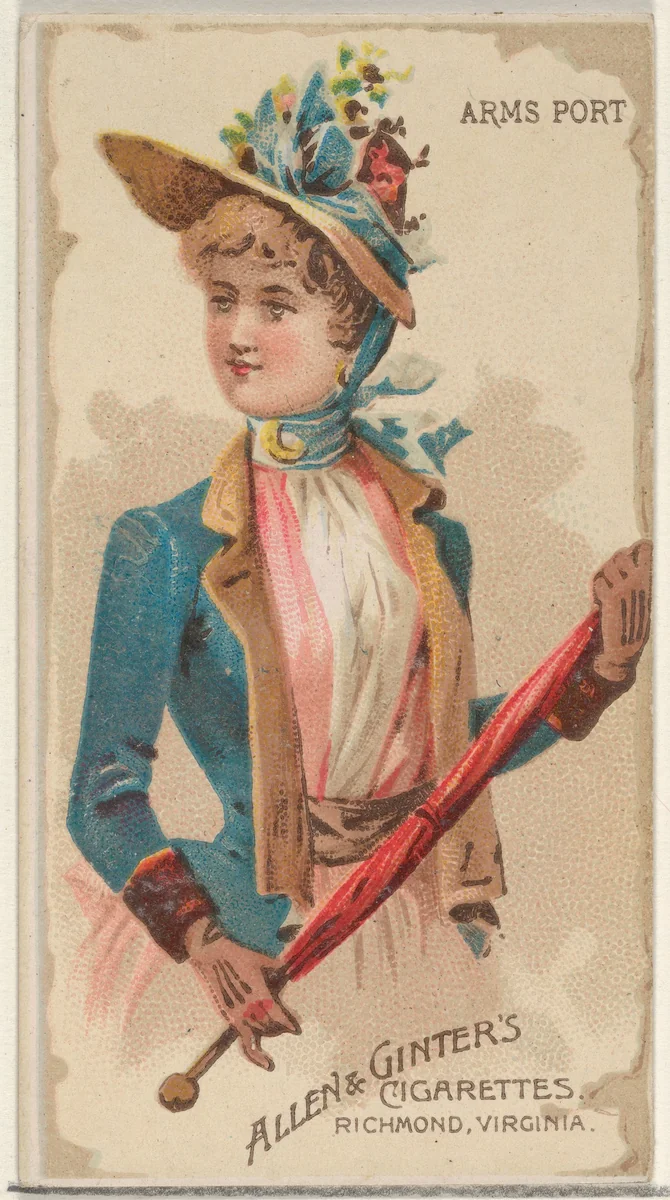 Arms Port, from the Parasol Drills series (N18) for Allen & Ginter Cigarettes Brands by Allen & Ginter, print, 1888