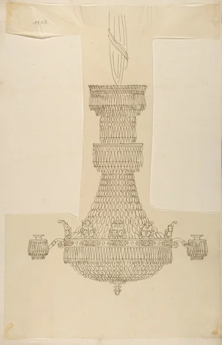 Design for a Crystal Chandelier by anonymous, drawing, 1800-1899
