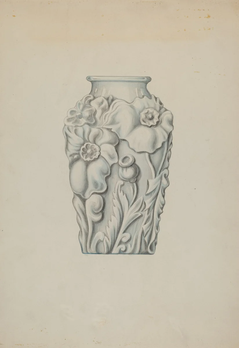 Milk Glass Vase by Wellington Blewett, index of american design, 1936