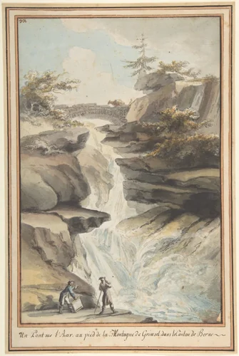 A Bridge on the Aar, at the Foot of the Grimsel, in the Canton of Berne by Caspar Wolf, drawing, 1770-1780