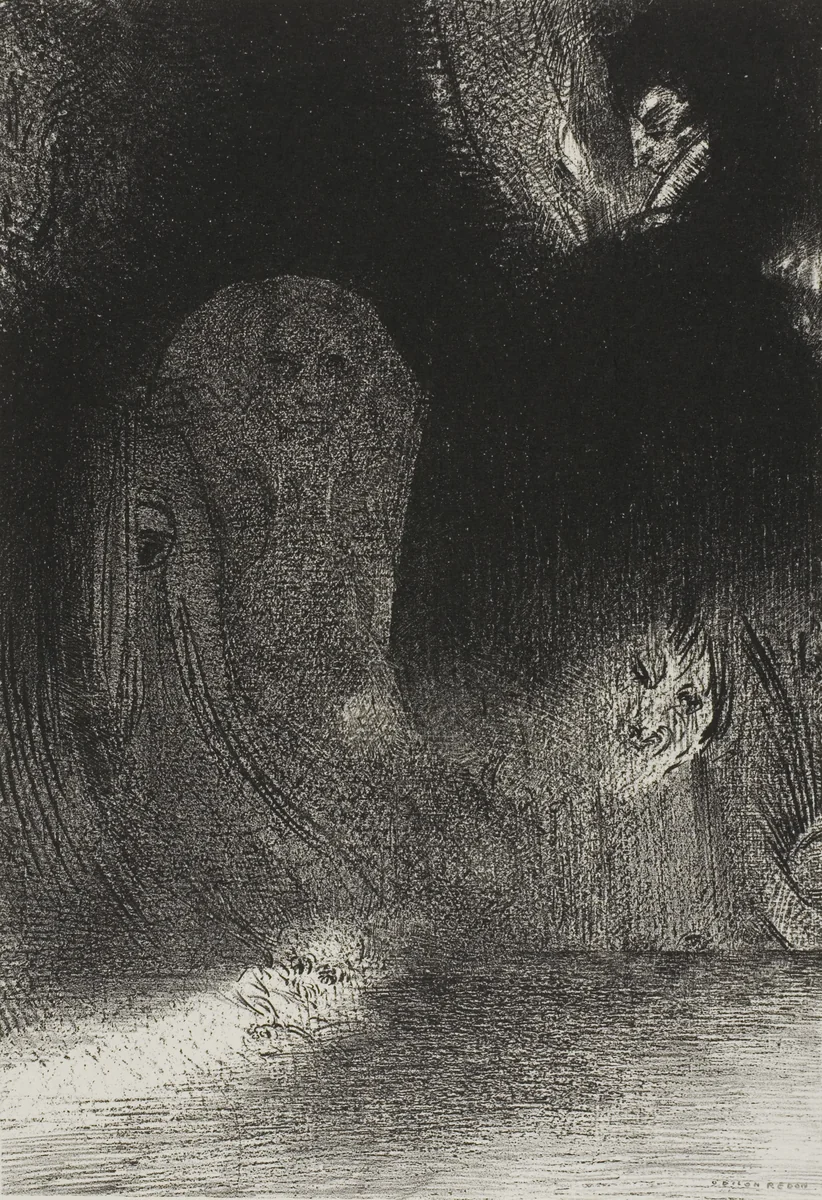 I Have Sometimes Seen in the Sky What Seemed to Be Like Forms of Spirits, plate 21 of 24 by Odilon Redon, print, 1896