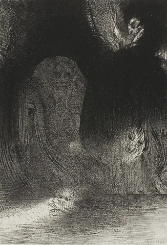 I Have Sometimes Seen in the Sky What Seemed to Be Like Forms of Spirits, plate 21 of 24 by Odilon Redon, print, 1896