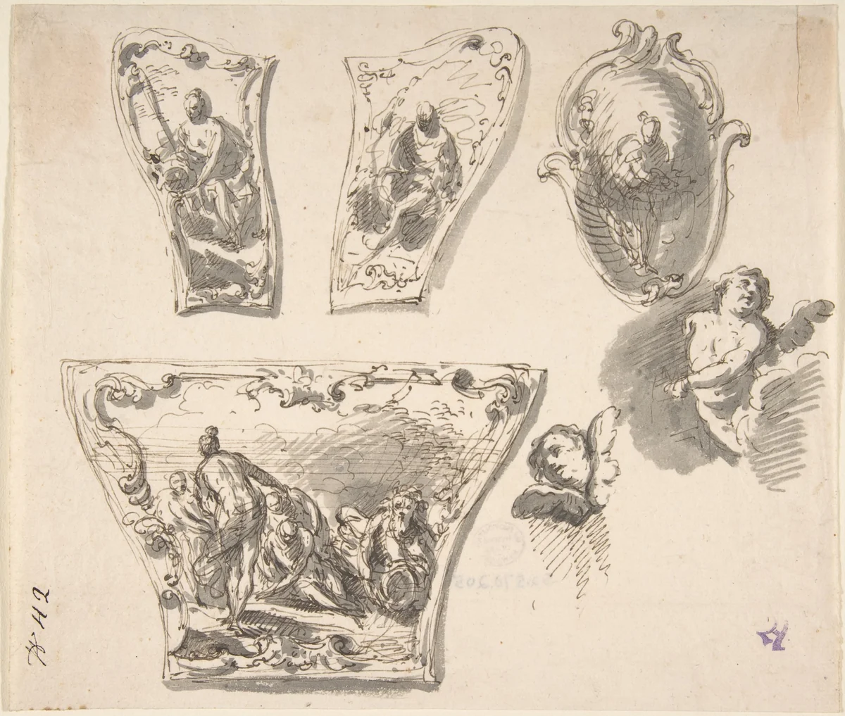 Various Designs for Parts of a Carriage by anonymous, drawing, 1700-1800