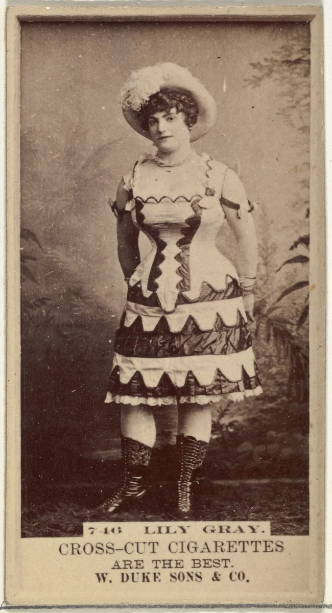 Card Number 746, Lily Gray, from the Actors and Actresses series (N145-3) issued by Duke Sons & Co. to promote Cross Cut Cigarettes by W. Duke, Sons & Co., photograph, 1880-1889
