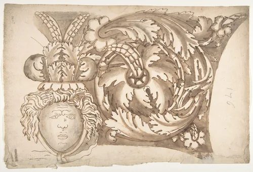 Arch of Septimius Severus, panel, elevation (recto) blank (verso) by anonymous, drawing, 1500-1560