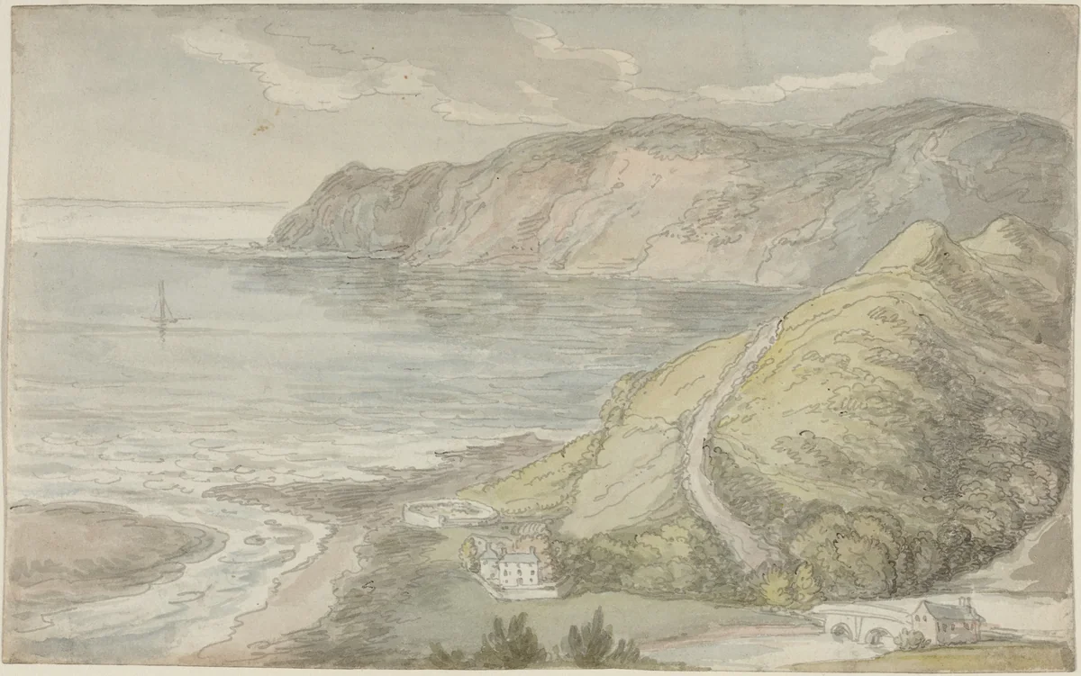 View from the Inn at Lynton by Thomas Rowlandson, drawing, 1811