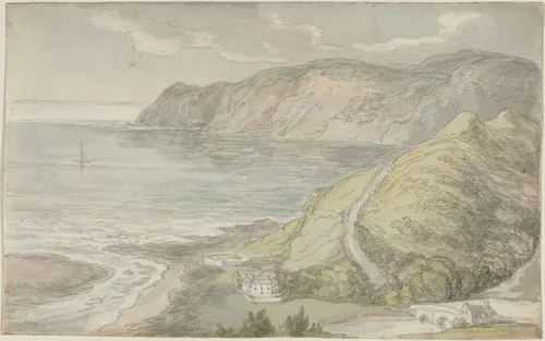 View from the Inn at Lynton by Thomas Rowlandson, drawing, 1811