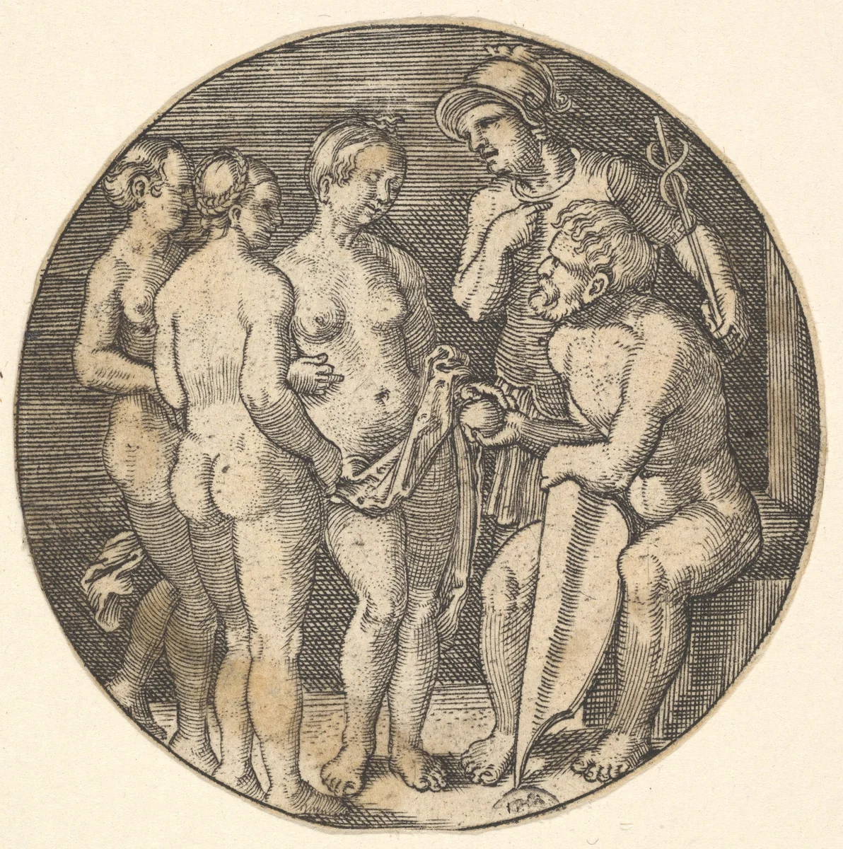 Judgment of Paris (copy) by Barthel Beham, print, 1494-1569