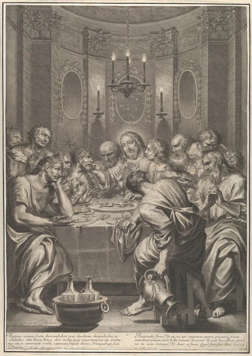 The Last Supper, from The Passion of Christ, plate 5 by Grégoire Huret, print, 1664