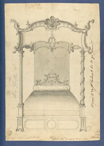 Bed, in Chippendale Drawings, Vol. I by Thomas Chippendale, drawing, 1759