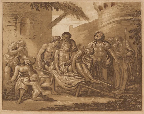 The Death of Hector on the Ramparts of Troy (recto) / Tancred and Erminia (verso) by Pierre Lelu, print, 1741-1810