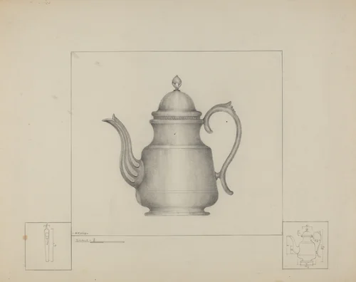 Pewter Teapot by Henry Meyers, index of american design, 1937