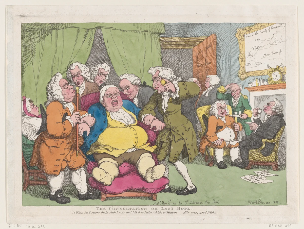 The Consultation, or Last Hope by Thomas Rowlandson, print, 1808