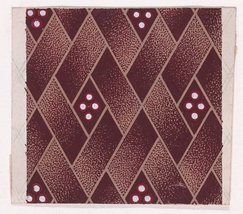 Textile Design with a Tiled Background of Alternating Rectangular Shapes Framed by Ribbons Decorated with Pearls by anonymous, drawing, 1840