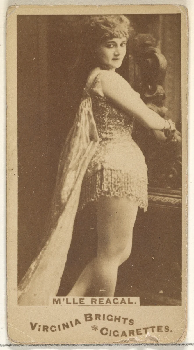 M'lle Reagal, from the Actors and Actresses series (N45, Type 1) for Virginia Brights Cigarettes by Allen & Ginter, photograph, 1885-1891
