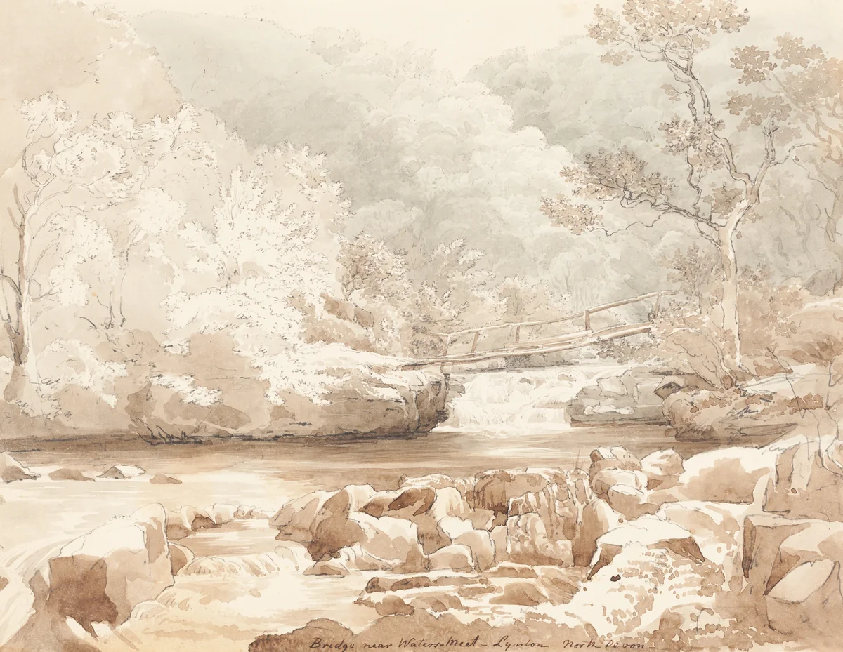 Bridge Near Waters-Meet, Lynton, North Devon by James Bulwer, drawing, 1800-1850