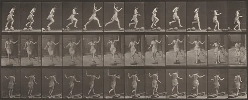 Plate Number 170. Jumping from stone to stone across a brook by Eadweard Muybridge, photograph, 1887