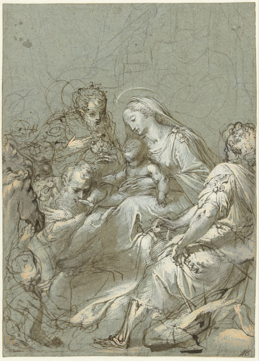 Aanbidding der koningen by Federico Barocci, drawing, 1545-1612