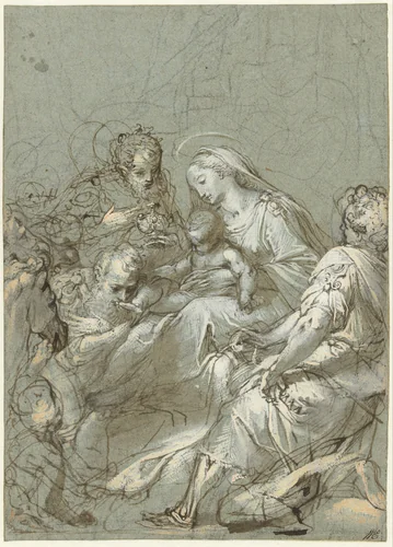 Aanbidding der koningen by Federico Barocci, drawing, 1545-1612