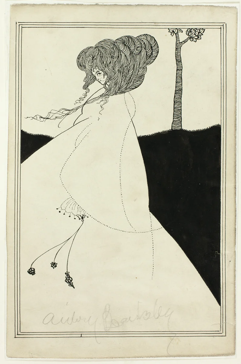 Woman with Elaborate Coiffure by Aubrey Vincent Beardsley, drawing, 1892-1898