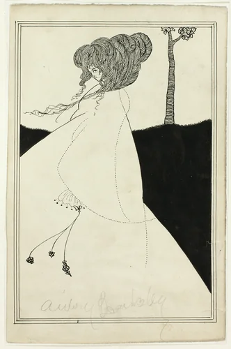 Woman with Elaborate Coiffure by Aubrey Vincent Beardsley, drawing, 1892-1898