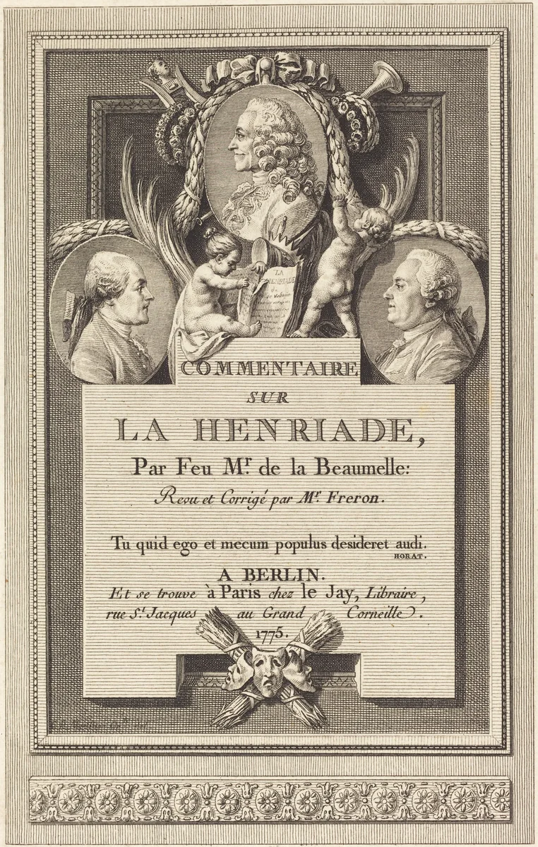Commentaire sur la Henriade by Augustin de Saint-Aubin; Clément-Pierre Marillier, print, 1775