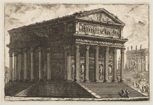 View of a Temple by Pierre Moreau, print, 1755-1765