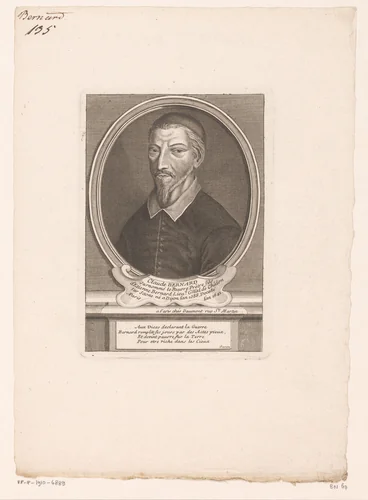 Portret van Claude Bernard by Étienne Desrochers, print, 1726