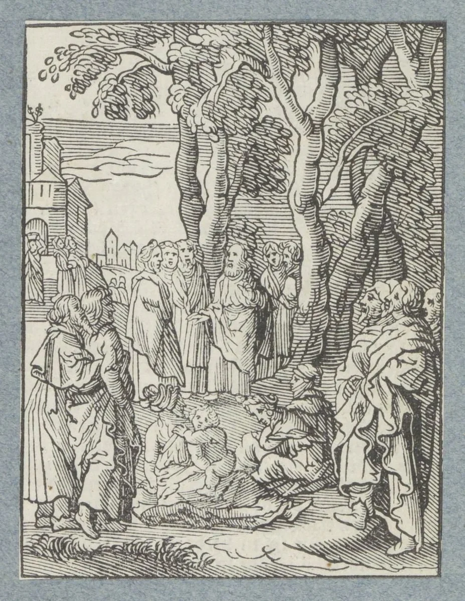 Christus onderwijst zijn discipelen by Christoffel van Sichem, print, 1629-1648