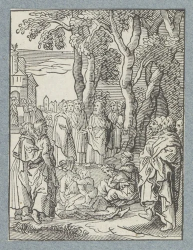 Christus onderwijst zijn discipelen by Christoffel van Sichem, print, 1629-1648