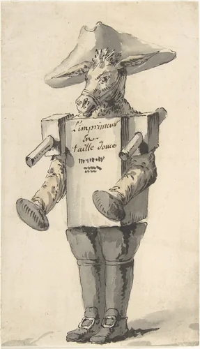 Caricature of a Printer by Jean Charles Delafosse, drawing, 1734-1789
