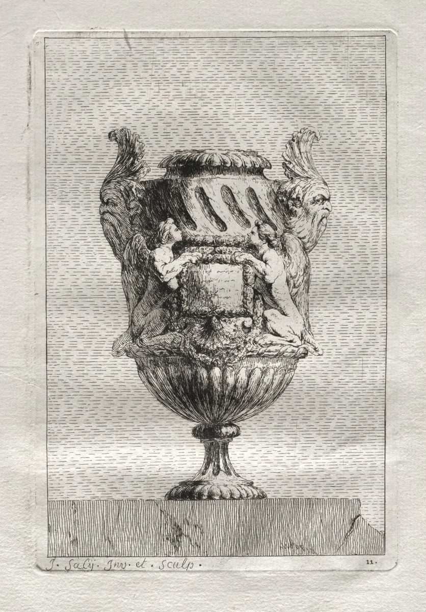 Suite of Vases: Plate 11 by Jacques François Saly, print, 1746