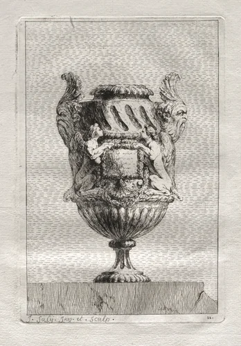 Suite of Vases: Plate 11 by Jacques François Saly, print, 1746
